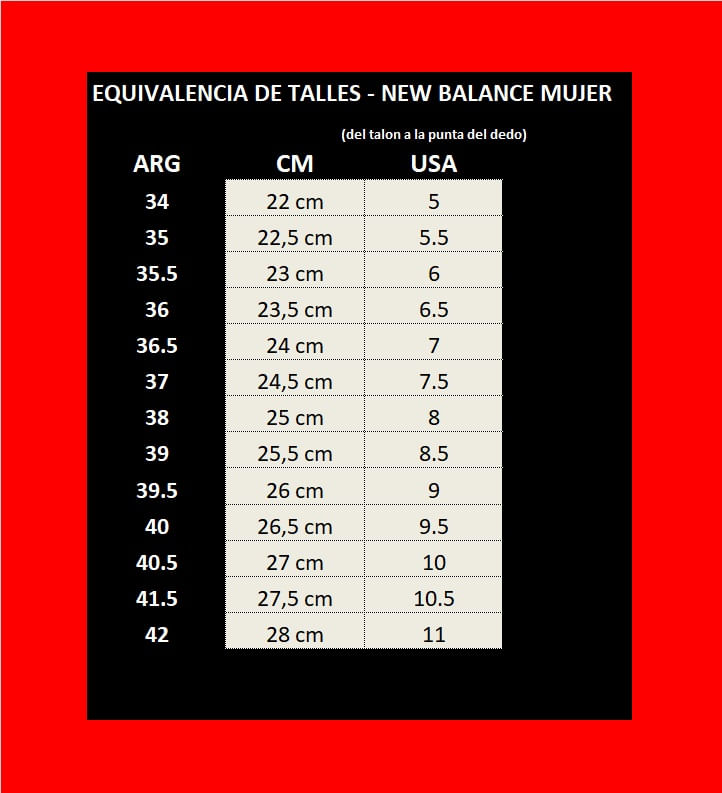 New balance tallas argentina store